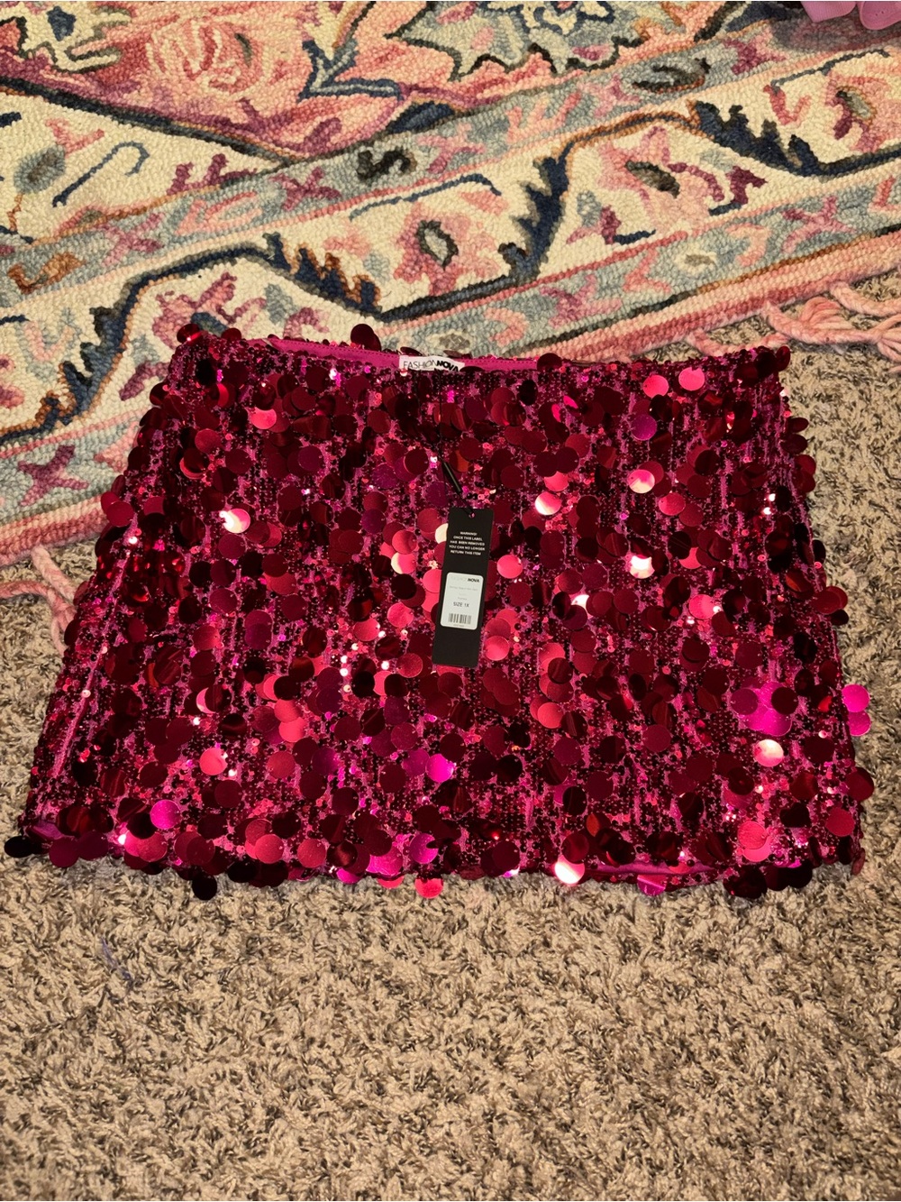 Fashion Nova Hot Pink Sequin Mini Skirt